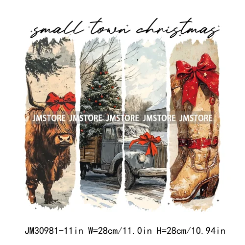 Howdy Christmas Cheer Vibes Coquette Western Country Cowgirl Boots Iron On DTF Transfer Stickers Ready To Press For Clothes Bags