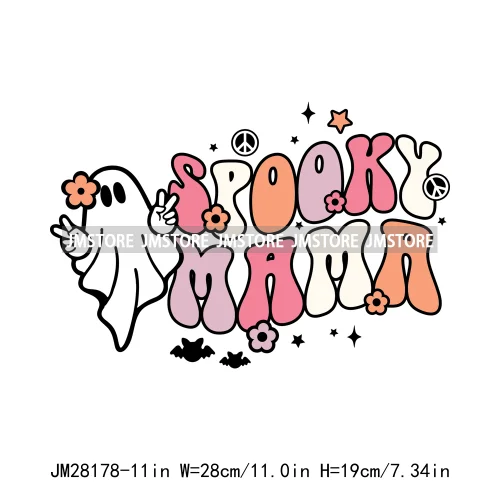 Cute Mama Babe Stay Spooky Let's Go Ghouls Halloween Season Designs DTF Iron On Transfers Stickers Ready To Press For Clothes