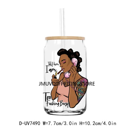 African American Black Women UV DTF Transfers Stickers Decals For Libbey Cold Cups Mugs Tumbler Waterproof DIY Craft Afro Girls