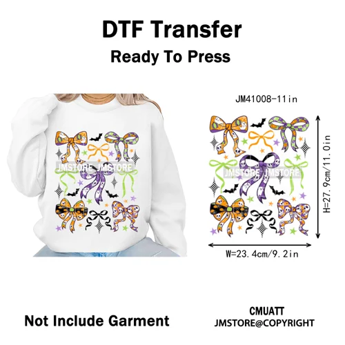 Cute Iridescent Ghost Girly Halloween Coquette Spooky Vibes Iron on Washable DTF Transfers Stickers Ready to Press for Clothing