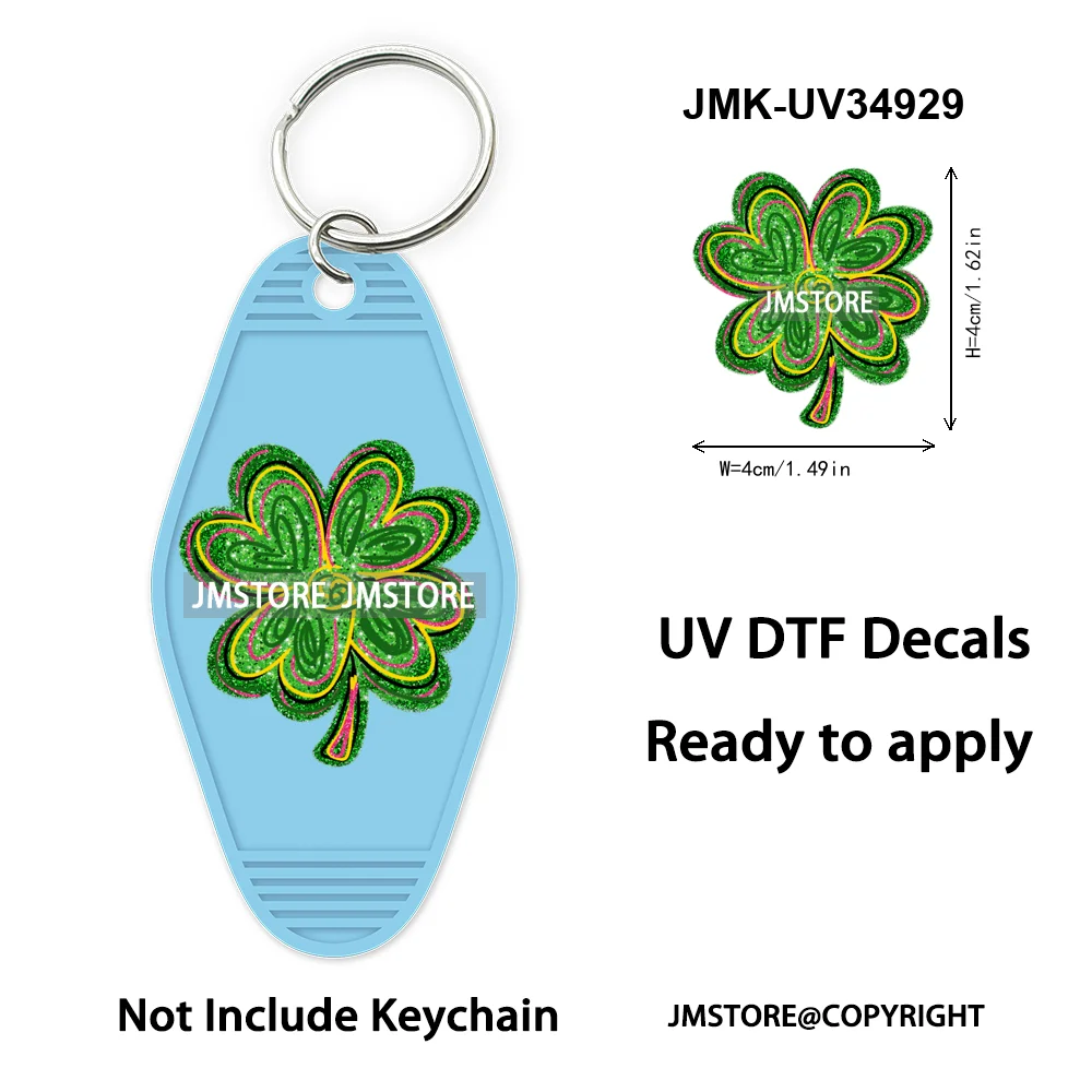 Coquette Green Bow Lucky Mama St Patrick's Day High Quality WaterProof UV DTF Sticker For Motel Hotel Keychain