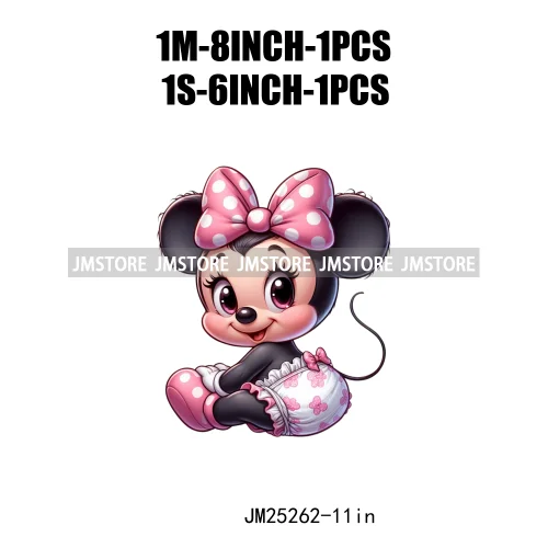 Cartoon Animal Sport Cheer Thermal Designs Baby Pink Mouse Iron On DTF Heat Press Transfers Stickers Ready To Press For Clothes