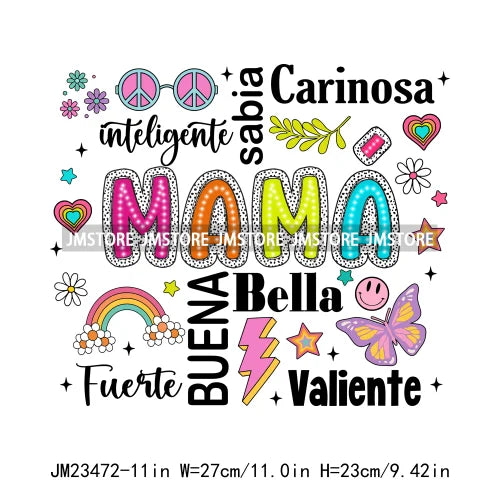 Mama Nana Spanish Blessed Abuela Latina Mom Life Iron On Decals Mother's Day Madre Quotes DTF Transfer Stickers For Clothes