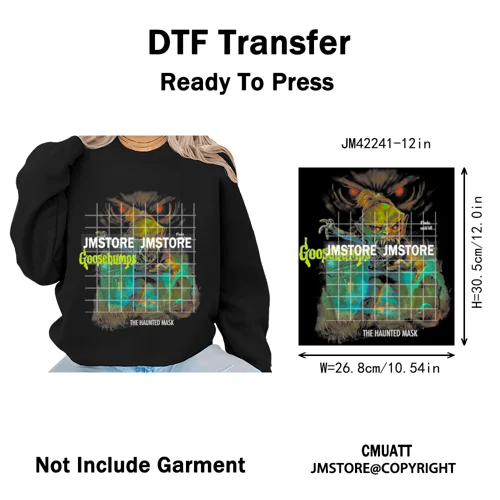 Funny Halftone Movie Series Killer Halloween Spooky Season Iron on DTF Washable Transfers Stickers Ready to Press for T-shirts