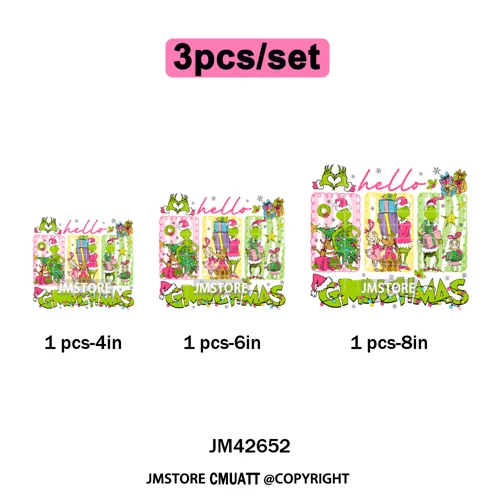 Cute Cartoon Character Coffee Cup Coquette Candy Merry Christmas Iron on DTF Heat Transfers Stickers Ready to Press for Hoodies