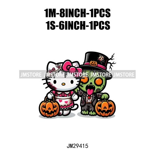 Cartoon Horror Character Halloween Vibes Pumpkin Killer Logos Iron On DTF Transfers Stickers Ready To Press For Hoodies