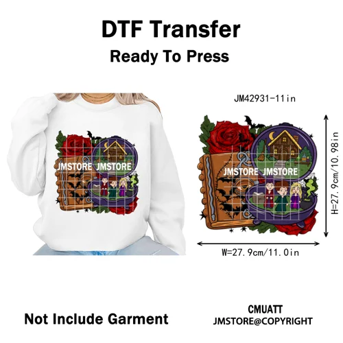 Horror Characters Halloween Spooky Cartoon Friends Scary Pumpkin Iron on DTF Transfers Stickers Ready to Press for Sweatshirts