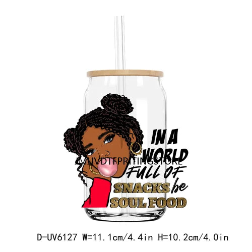 African American Black Women UV DTF Transfers Stickers Decals For Libbey Cold Cups Mugs Tumbler Waterproof DIY Craft Afro Girls