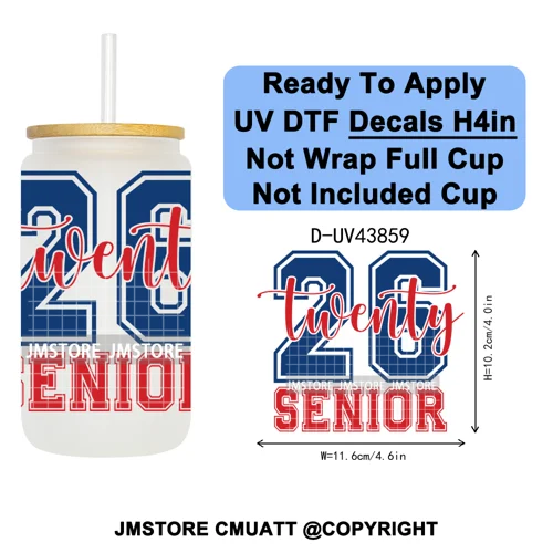 Graduation Crew 2026 Senior UV DTF Transfer Stickers Decals Ready To Apply Good Quality Prints For Libbey Cold Cup Mug Bottle