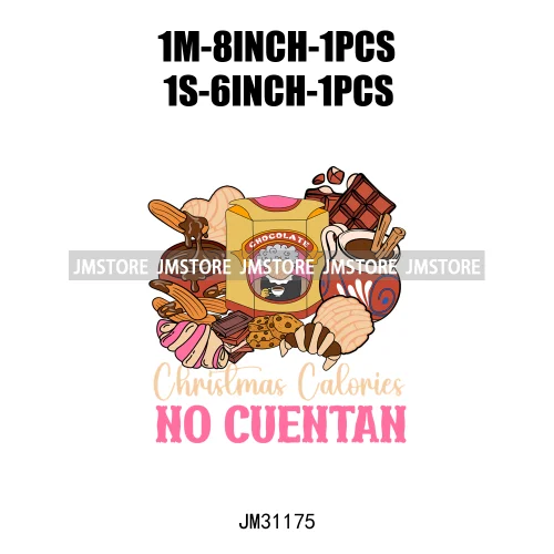 Funny Tis The Season Mexican Chocolate Pink Christmas Pan Dulce Spanish Iron On DTF Transfer Stickers Ready To Press For Clothes