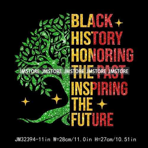 Big Black History Energy Proud Afro Woman Juneteenth Fist Breaking Chains Iron On DTF Heat Press Transfers Stickers For T-shirts