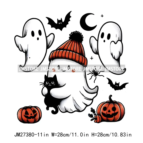 Funny Happy Death Watch Scary Movie Boo Ghost Halloween Vibes Thermal Logos DTF Iron On Heat Press Transfer Stickers For Clothes