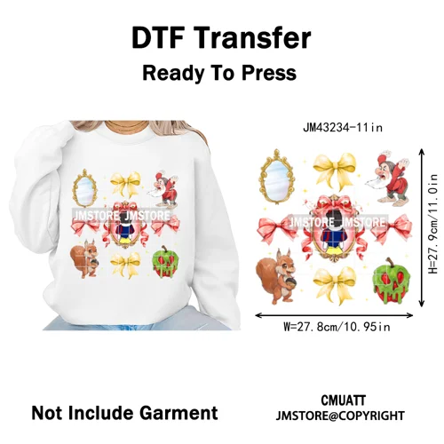 Trendy Girls Mirror Coquette Cartoon Friends Character Trip Holiday Iron on DTF Transfer Stickers Ready to Press for Sweatshirts