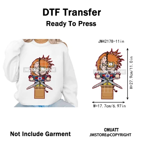 See You In Hell Scary Movie True Love Couple Halloween Season Iron on DTF Washable Transfers Stickers Ready to Press for Textile