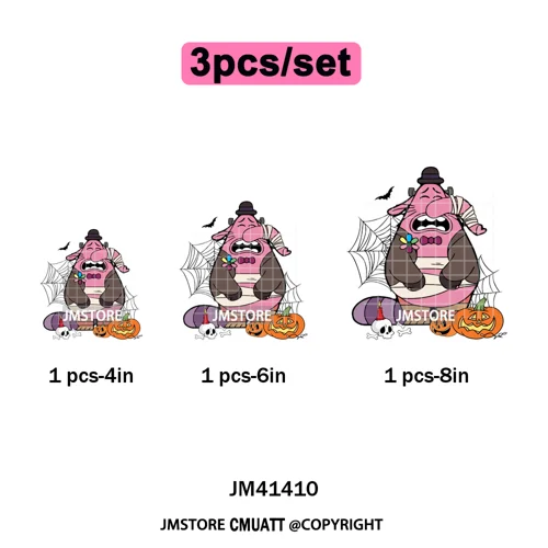 Funny Cartoon Movie Character Halloween Pumpkin Coquette Iron on DTF Washable Heat Transfer Stickers Ready to Press for Clothes