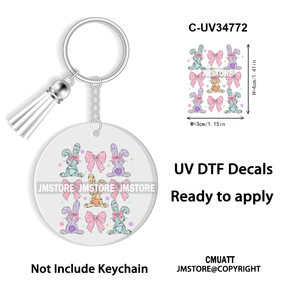 The Lord Is My Shepherd Christian Religious Easter Bible Verse Faith UV DTF Stickers For Round Circle Acrylic Keychain Keyring