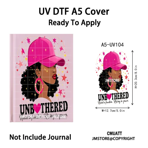 Floral Butterfly Black Girl Religious A5 Notebook UV DTF Wraps Ready To Apply Custom Transfer Stickers Decals For Journal Cover