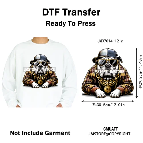 12in Graffiti Gangster Hip Hop Gorilla Life Is Better With Bulldog Iron on DTF Heat Transfer Sticker Ready to Press for Hoodies