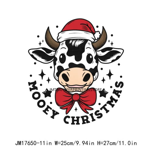 Retro Mooey Howdy Christmas Highland Cow Western Jingle Horse DTF Sticker Sorta Scary Sorta Merry Transfer Printing For Clothes