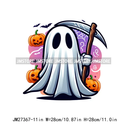 Funny Happy Death Watch Scary Movie Boo Ghost Halloween Vibes Thermal Logos DTF Iron On Heat Press Transfer Stickers For Clothes