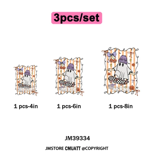 Ghost Spooky Mama Season Trick or Treat Coquette Bow Halloween Iron on DTF Washable Transfer Sticker Ready to Press for Clothing