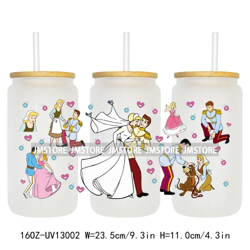 Best Friends Princess Movie Themed 16OZ UV DTF Cup Wraps Ready To Apply Waterproof Transfer Sticker For Libbey Glass Can Tumbler