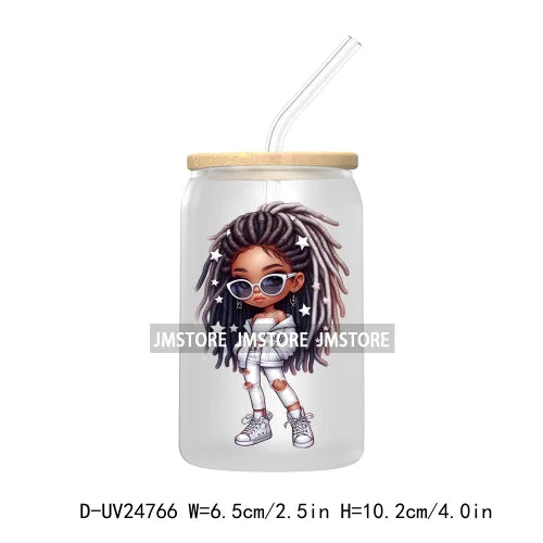 Cute Little Black Boy Girl UV DTF Transfer Stickers Decals For Libbey Cold Cups Mugs Tumbler Waterproof DIY Craft Cool Afro Kids