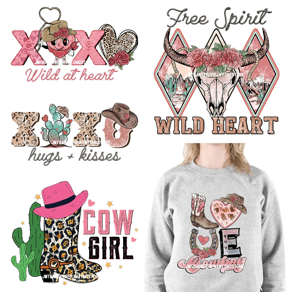 Stuck On You Cactus Free Spirit Wild Heart Cupid Find Me A Cowboy Howday Valentine XOXO Love DTF Transfers Printing For Clothes