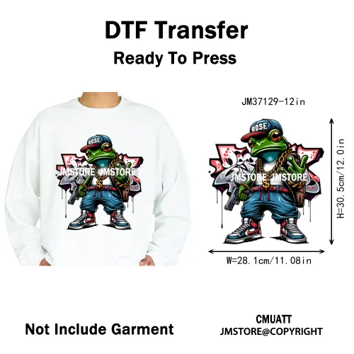12in Cartoon Graffiti Streetwear Tiger Bunny Animal King Hip Hop Poster Iron on DTF Transfer Stickers Ready to Press for Hoodies