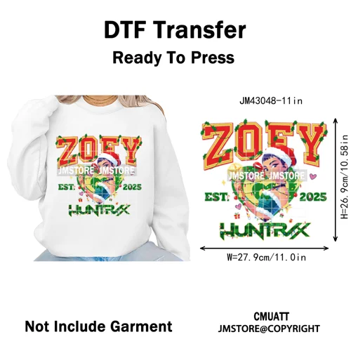 Kpop Hunters Merry Christmas Tiger Anime Lover Holiday Gift Iron on DTF Heat Transfers Stickers Ready to Press for Sweatshirts