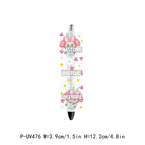 Cute Cartoon Monsters Character Kids UV DTF Pen Wraps Ready To Apply Transfer Stickers Waterproof Prints Durable Custom Labels