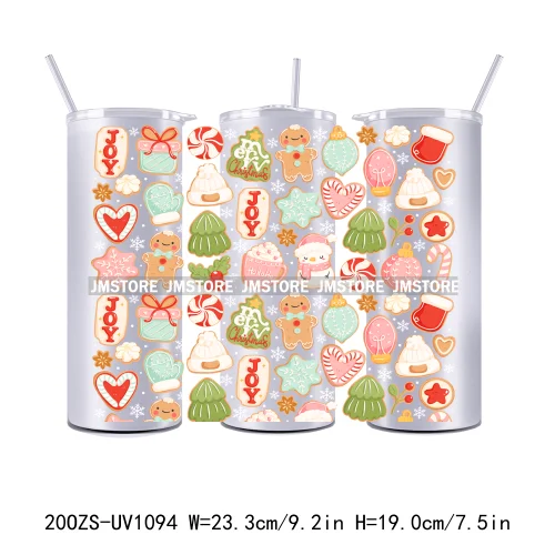 Girly Holiday Christmas Trees 20OZ Tumbler Wraps Ready To Ship UV DTF Transfer Stickers Waterproof Prints For Skinny Tumbler