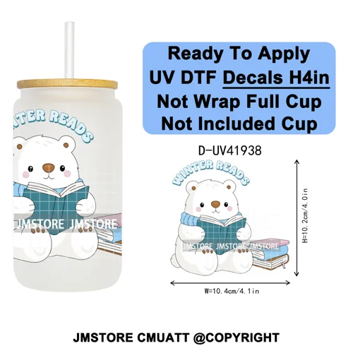 Christmas Santa Claus Patchwork UV DTF Decals Ready To Apply Waterproof Transfer Stickers DIY Crafts For 16OZ Libbey Glass Can
