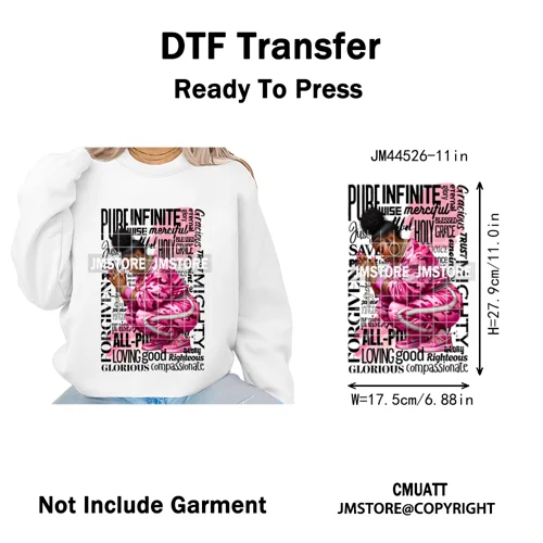 Afro Girls Prayer Jesus Faith Love Magic Christian Women Iron on Washable DTF Heat Transfers Stickers Ready to Press for Clothes