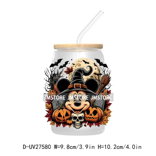 Cartoon Couple Halloween Scary Pumpkin UV DTF Transfer Sticker Decals For Libbey Cold Cup Mug Tumbler Nightmare Before Christmas