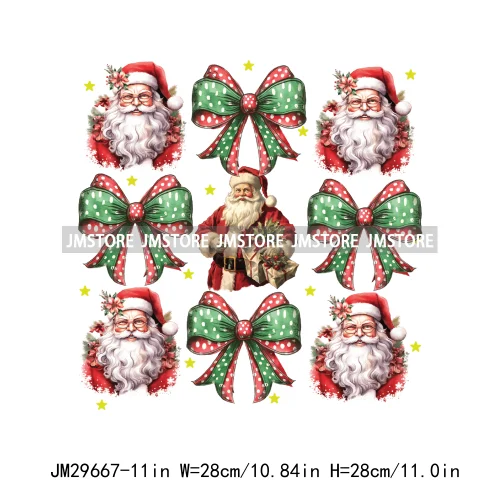 Christmas Santa Red Coquette Highland Cow Xmas Holly Jolly Vibes Iron On DTF Transfers Stickers Ready To Press For T-shirts