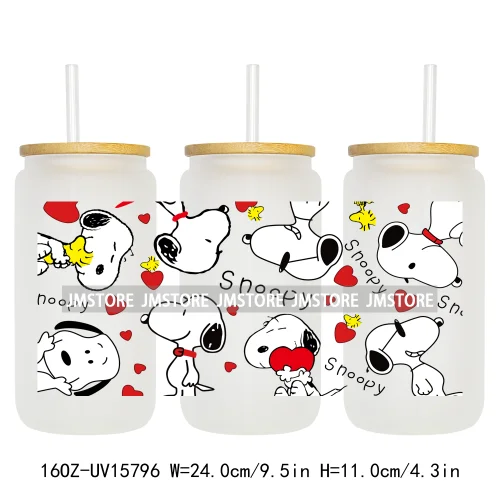 Cartoon Dogs Back To School UV DTF Wraps Transfer Sticker Selfadhesive Waterproof High Quality For 16OZ Libbey Glass Can Tumbler