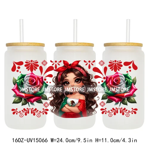 Mexican Talavera Latina Culture 16OZ UV DTF Cup Wraps Ready To Apply Waterproof Transfer Stickers For Libbey Glass Can Tumbler