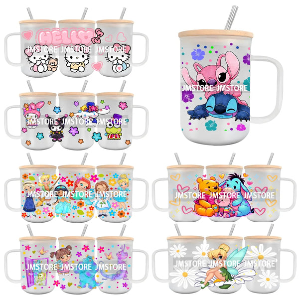 Cartoon Characters Best Friends UV DTF Sticker For 15OZ Mug Libbey Glass Cup Can Wrap Transfer Sticker Custom Labels DIY Logo