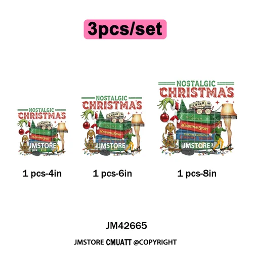 Ho Ho Ho Christmas Coquette Gifts Santa Cartoon Characters Iron on DTF Washable Transfers Stickers Ready to Press for Clothing