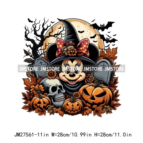 Cartoon Halloween Spooky Season Pumpkin Rip Gravestone Skull DTF Iron On Transfers Stickers Printing Ready To Press For Clothing