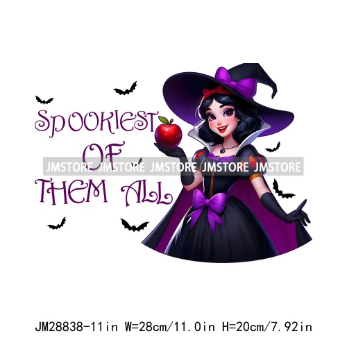 Washable Chibi Spooky Princess Pumpkin Halloween Trick Or Treat Witch Iron On DTF Transfers Stickers Ready To Press For Hoodies