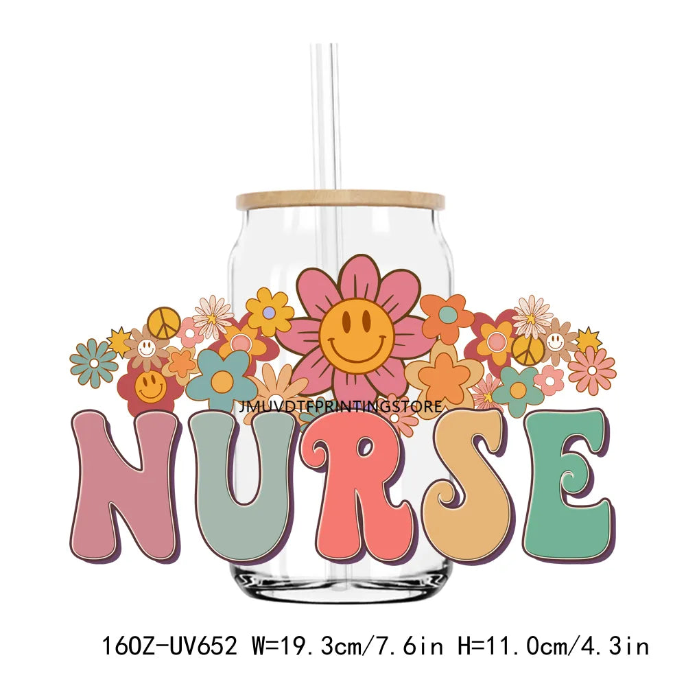 Western Registered Nurse 16OZ UV DTF Cup Wrap Transfers Stickers Custom Labels DIY Durable Waterproof Logo For Libbey Glass Can