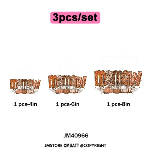 Coquette Preppy Fall Leopard Mama Floral Amen Autumn Pumpkin Season Iron on DTF Transfers Stickers Ready to Press for Textile