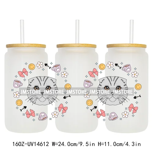 Coquette Bow Cat Dog Mom UV DTF Stickers Ready to Transfer Cup Wrap Custom Labels DIY Craft For Libbey Can Glass Tumblers Mugs