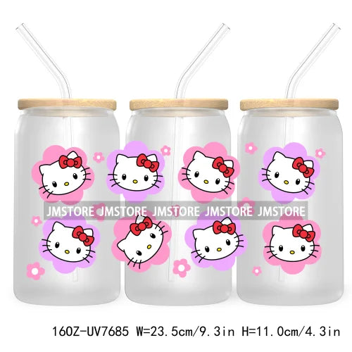 Cartoon Baby Princess Best Friends 16OZ UV DTF Cup Wrap Transfers Stickers For Libbey Glass Can Cups Tumbler Waterproof Labels