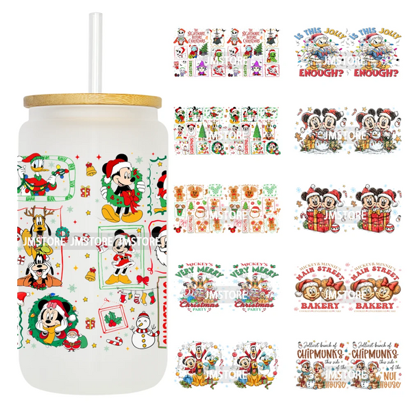 Christmas Crew Cartoon Characters Gingerbread UV DTF Stickers Ready To Apply Cup Wrap Custom Logo DIY Craft For Libbey Can Glass