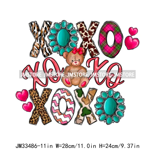 Pink Loved XOXO Coquette Bow Animal Western Cupid Sweet Valentine Iron On DTF Transfers Stickers Ready To Press For Sweatshirts