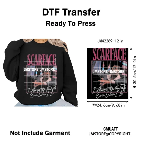 Horror Characters Halftone Movie Shows Scary Halloween Vibes Iron on DTF Washable Transfers Stickers Ready to Press for Clothing