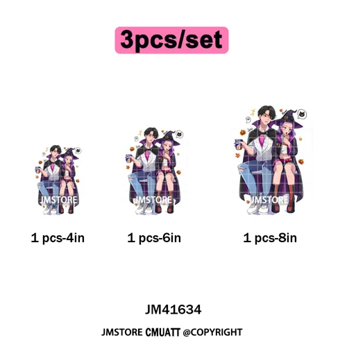Stay Spooky Ghost Halloween Cartoon Hunters Kpop Band Group Iron on DTF Washable Transfers Stickers Ready to Press for Clothing